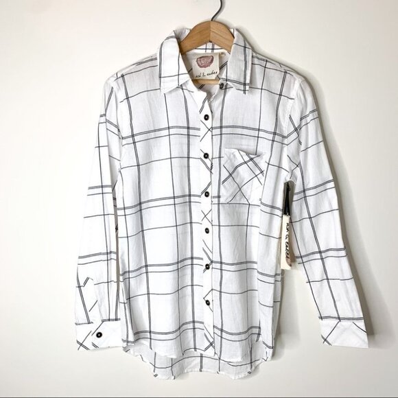 Anthropologie Ash and Ember Button Down Shirt Collared Paid Western Size Small - Picture 7 of 16